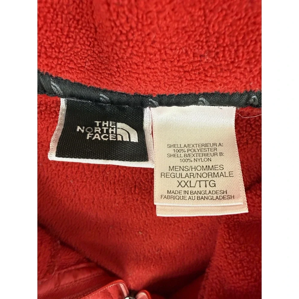 The North Face Fleece Hoodie Mens XXL Red 1/4 Zip Pullover Anorak Kangaroo